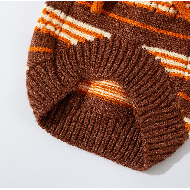 HKM-4735677 Warm Knitted Cat & Dog Striped Pullover for Cold Weather Fashion