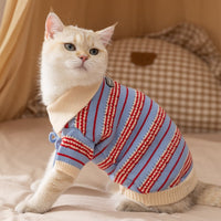 HKM-4735677 Warm Knitted Cat & Dog Striped Pullover for Cold Weather Fashion