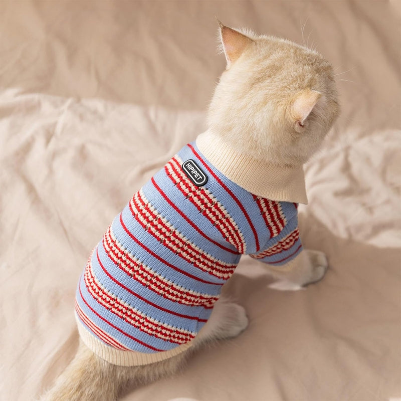 HKM-4735677 Warm Knitted Cat & Dog Striped Pullover for Cold Weather Fashion