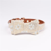 HKM-4737085 Adjustable PU Bow Collar for Pets - Size S, M, L Options Available
