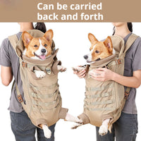 HKM-4737341 Medium Breathable Pet Backpack for Dogs - Khaki Polyester Design