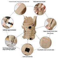 HKM-4737341 Medium Breathable Pet Backpack for Dogs - Khaki Polyester Design