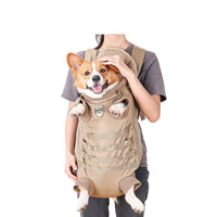 HKM-4737341 Medium Breathable Pet Backpack for Dogs - Khaki Polyester Design