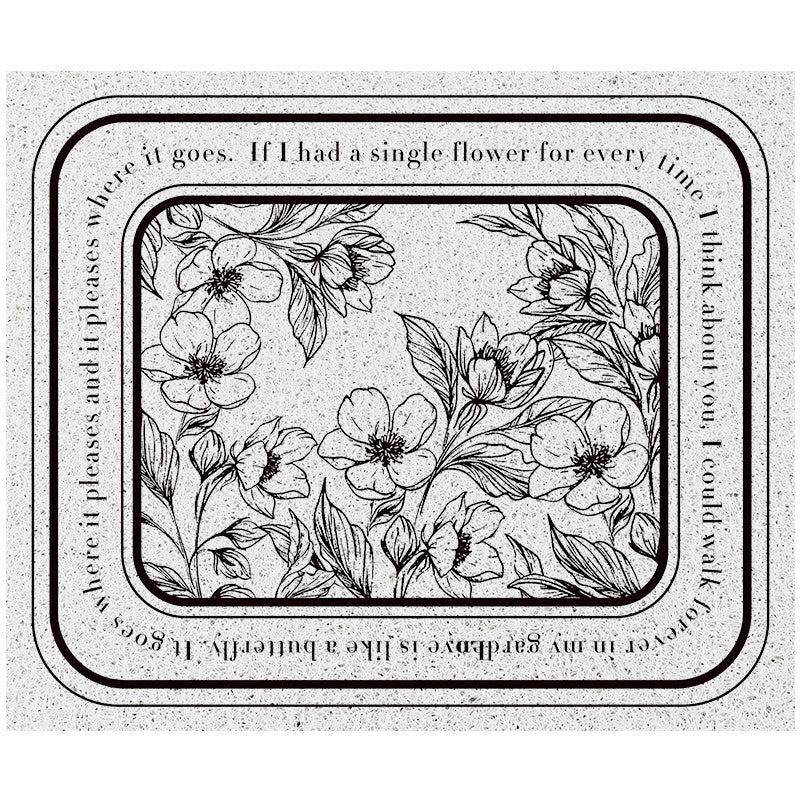 HKM-473747 Nordic Style Non-Slip Semicircle Entrance Door Mat with Plant Flower Design