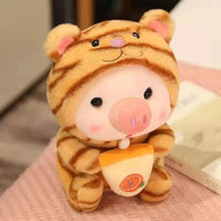 HKM-473811 Kawaii Pig Bubble Tea Plush Toy – Soft Sleeping Pillow Cushion for Kids and Adults