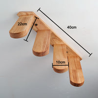 HKM-4739261 Wall-Mounted Cat Climbing Stairs - Solid Wood Jumping Platform for Active Cats