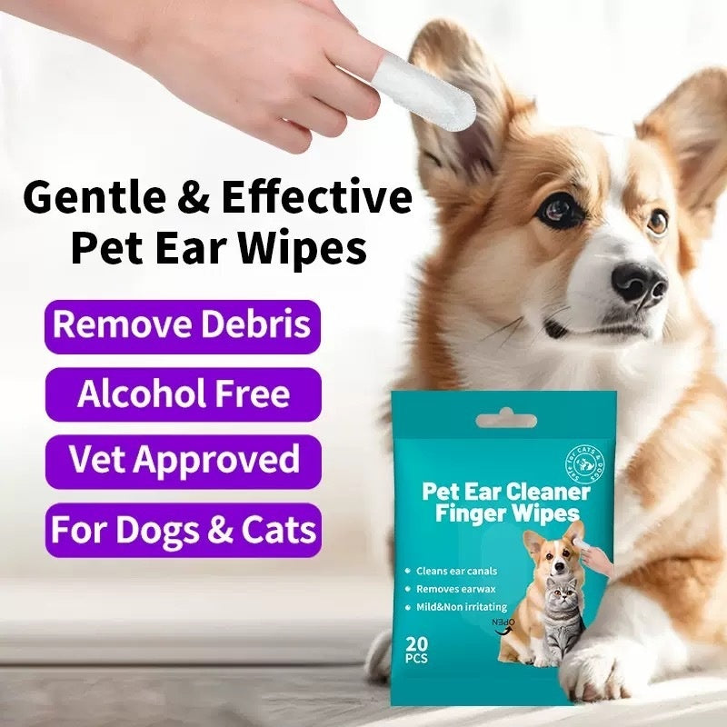 HKM-4740541 Pet Ear and Teeth Cleaning Wipes - 20 Count Pack of Non-Woven Fabric Wipes