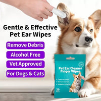 HKM-4740541 Pet Ear and Teeth Cleaning Wipes - 20 Count Pack of Non-Woven Fabric Wipes
