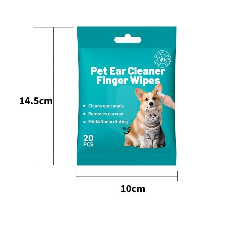 HKM-4740541 Pet Ear and Teeth Cleaning Wipes - 20 Count Pack of Non-Woven Fabric Wipes