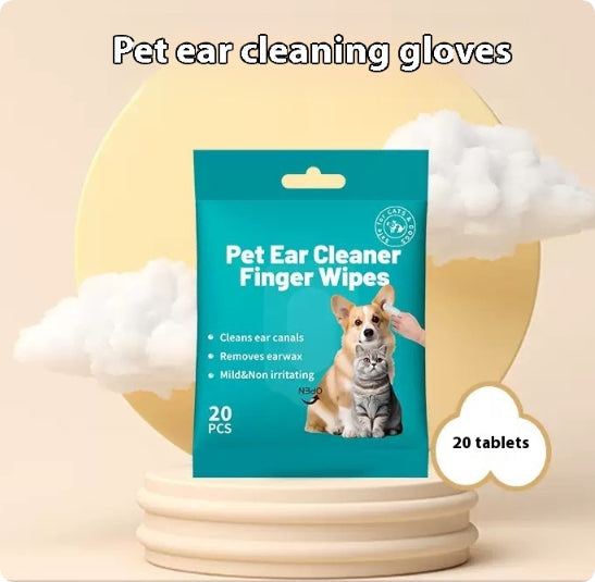 HKM-4740541 Pet Ear and Teeth Cleaning Wipes - 20 Count Pack of Non-Woven Fabric Wipes