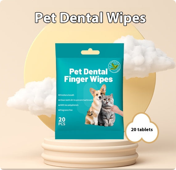 HKM-4740541 Pet Ear and Teeth Cleaning Wipes - 20 Count Pack of Non-Woven Fabric Wipes
