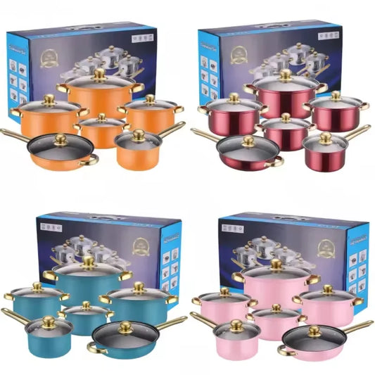 HKM-474067 12-Piece Stainless Steel Non-Stick Cookware Set with Gift Box
