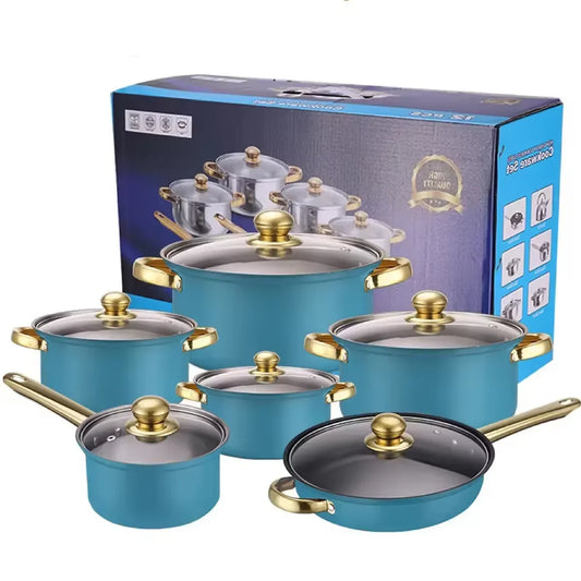 HKM-474067 12-Piece Stainless Steel Non-Stick Cookware Set with Gift Box