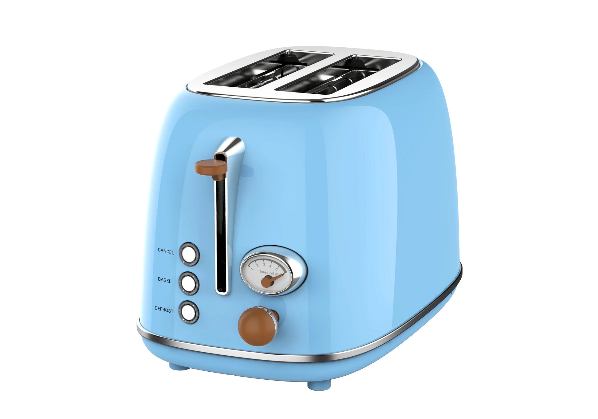 HKM-474259 Extra Wide Slot 2-Slice Toaster with 6 Level Browning, Reheat, Defrost, and Cancel Functions - Retro Design
