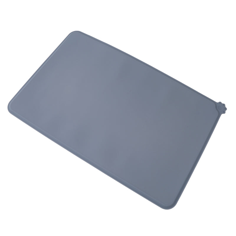 HKM-4742717 Modern Solid Color Silicone Pet Food Mat in Black and Gray, 47x29.5cm