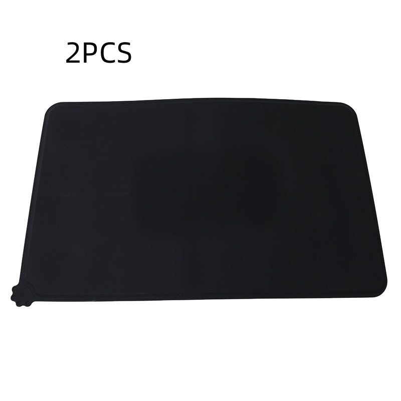 HKM-4742717 Modern Solid Color Silicone Pet Food Mat in Black and Gray, 47x29.5cm