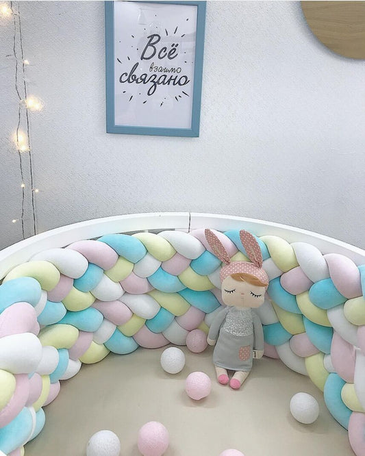 HKM-474323 Woven Twisted Knotted Pillow for Children's Bed Decoration - Plush and Colorful Design