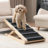 HKM-4744125 Folding Adjustable Wooden Dog Ramp for Beds and Cars, Non-Slip Surface, Suitable for Small and Large Pets
