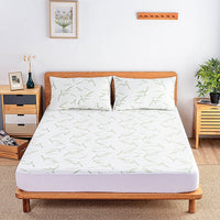 HKM-474515 Bamboo Leaf Waterproof Mattress Protector with Breathable Quilted Design for 1.8m Bed