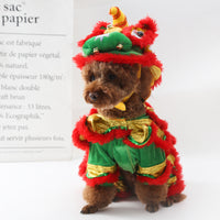 HKM-4745405 Lion Dance Inspired Funny Autumn and Winter Pet Clothing for Dogs - Casual Design in White, Red, Yellow