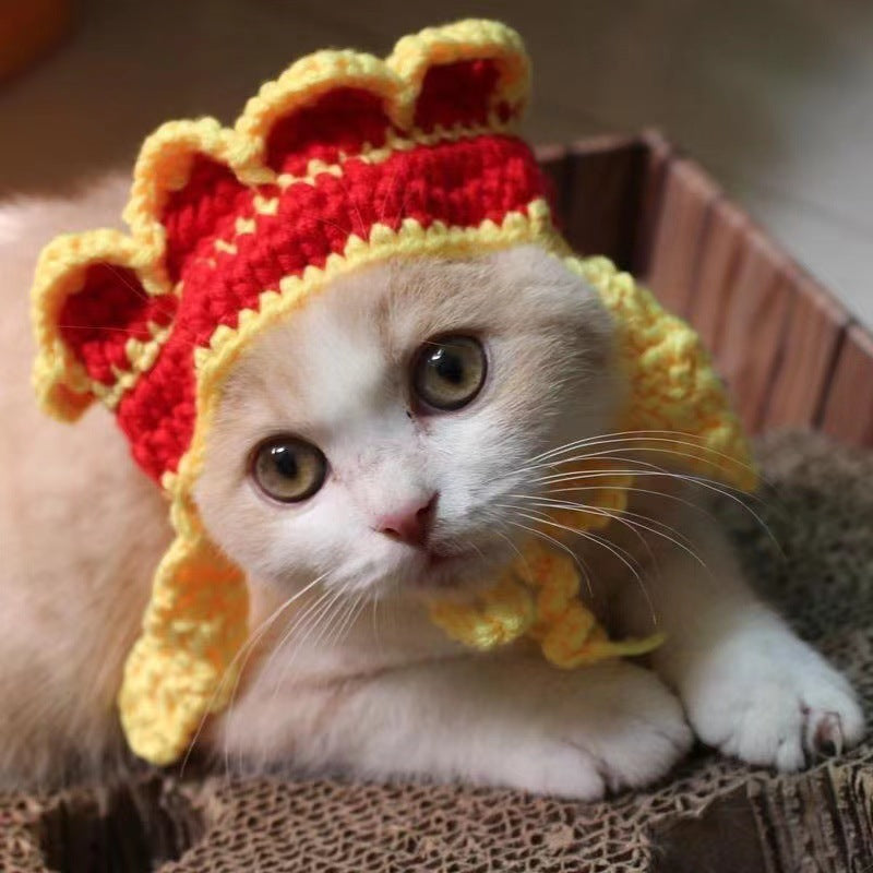HKM-4745661 Wool Knitted Pet Hood for Dogs and Cats - Seasonal Fun Hats in Various Designs