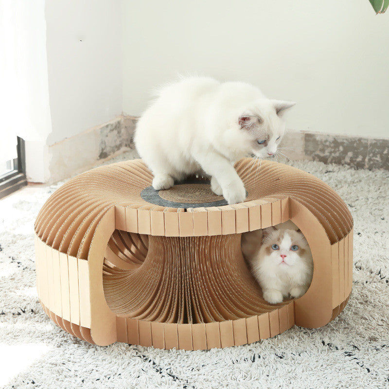 HKM-4745917 Cat Corrugated Paper Tunnel Scratcher and Play Gripper for Cats