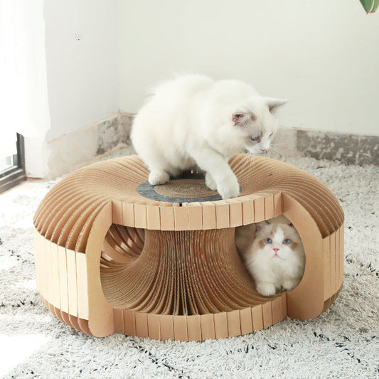 HKM-4745917 Cat Corrugated Paper Tunnel Scratcher and Play Gripper for Cats