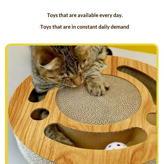 HKM-4746813 2-in-1 Cat Scratch Pad Toy - Round and Square Paper Plates for Engaging Play