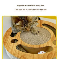HKM-4746813 2-in-1 Cat Scratch Pad Toy - Round and Square Paper Plates for Engaging Play