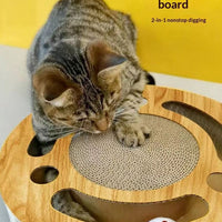 HKM-4746813 2-in-1 Cat Scratch Pad Toy - Round and Square Paper Plates for Engaging Play