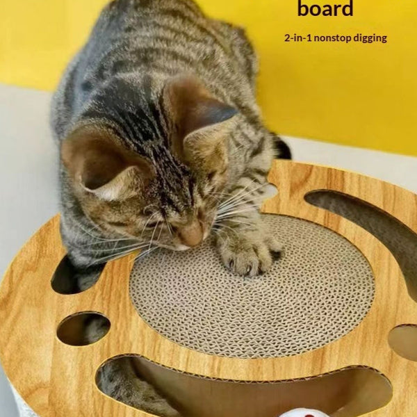 HKM-4746813 2-in-1 Cat Scratch Pad Toy - Round and Square Paper Plates for Engaging Play