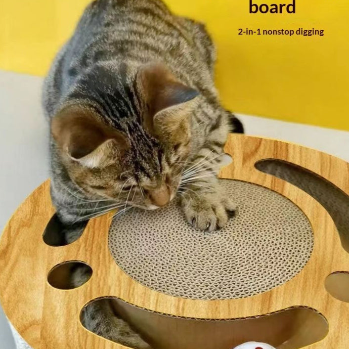 HKM-4746813 2-in-1 Cat Scratch Pad Toy - Round and Square Paper Plates for Engaging Play
