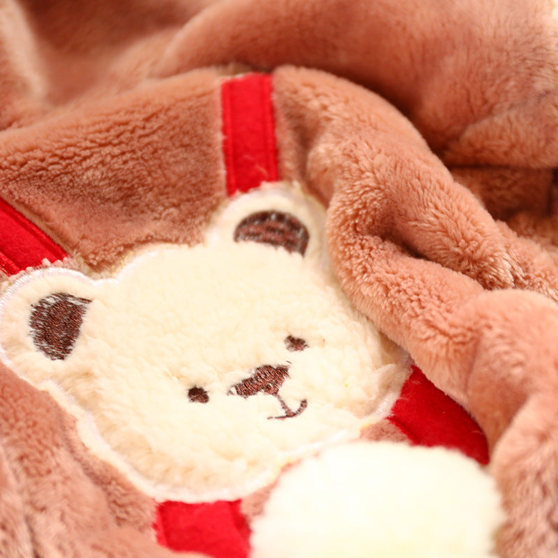 HKM-4747197 Transformed Warm Snowball Bear Dog Clothes in Brown, Pink, Gray, and Beige