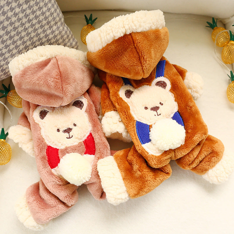 HKM-4747197 Transformed Warm Snowball Bear Dog Clothes in Brown, Pink, Gray, and Beige
