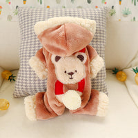 HKM-4747197 Transformed Warm Snowball Bear Dog Clothes in Brown, Pink, Gray, and Beige