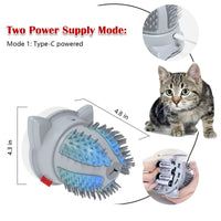 HKM-4747453 Electric Cat Brush Toy with LED Light and Dual Power Supply - Massager for Cats