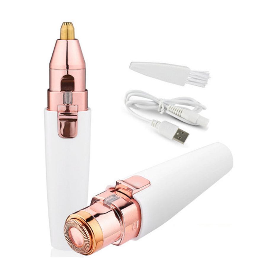HKM-474771 USB Rechargeable 2-in-1 Lipstick Shaver and Eyebrow Trimmer for Smooth Hair Removal