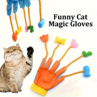 HKM-4748093 Interactive Plush Cat Toy with Magic Glove and Integrated Bell - 40x11cm