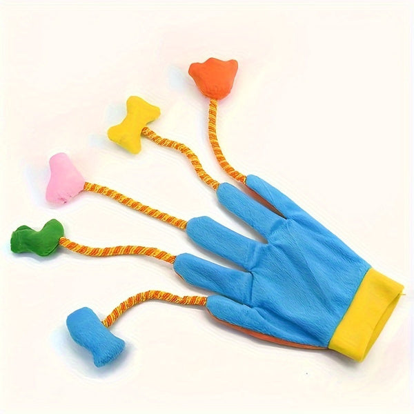 HKM-4748093 Interactive Plush Cat Toy with Magic Glove and Integrated Bell - 40x11cm