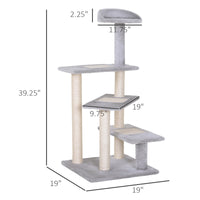 HKM-4749885 5-Level Cat Tree Tower with Scratching Post, Climbing Perches and Resting Space - Gray