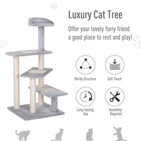 HKM-4749885 5-Level Cat Tree Tower with Scratching Post, Climbing Perches and Resting Space - Gray