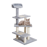 HKM-4749885 5-Level Cat Tree Tower with Scratching Post, Climbing Perches and Resting Space - Gray