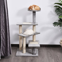 HKM-4749885 5-Level Cat Tree Tower with Scratching Post, Climbing Perches and Resting Space - Gray