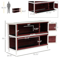 HKM-4750269 Large 2-Story Rabbit Hutch with Lockable Doors and Removable Floor Trays for Small Animals