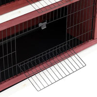 HKM-4750269 Large 2-Story Rabbit Hutch with Lockable Doors and Removable Floor Trays for Small Animals