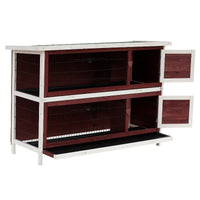 HKM-4750269 Large 2-Story Rabbit Hutch with Lockable Doors and Removable Floor Trays for Small Animals
