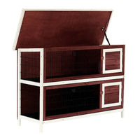 HKM-4750269 Large 2-Story Rabbit Hutch with Lockable Doors and Removable Floor Trays for Small Animals