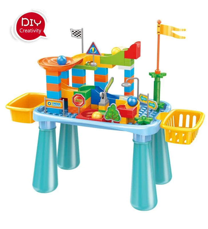 HKM-475091 Creative DIY Marble Run Building Blocks Toy Set for Kids - 66 Pieces Educational Track Playset