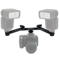 HKM-475091 Dual Hot Shoe Flash Bracket with Adjustable Arm for Photography and Video Recording