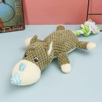 HKM-4751421 Small Dog Molar Toy - Plush and Cotton Rope, Available in Rhino, Elephant, and Monkey Designs